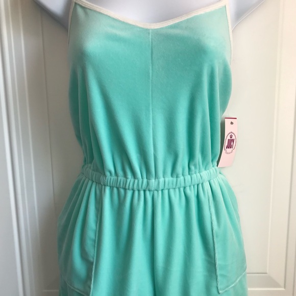 Juicy Couture Y2K Women’s S Aqua Splash Mint Green Soft Terry Romper Shorts NWT - Picture 8 of 16